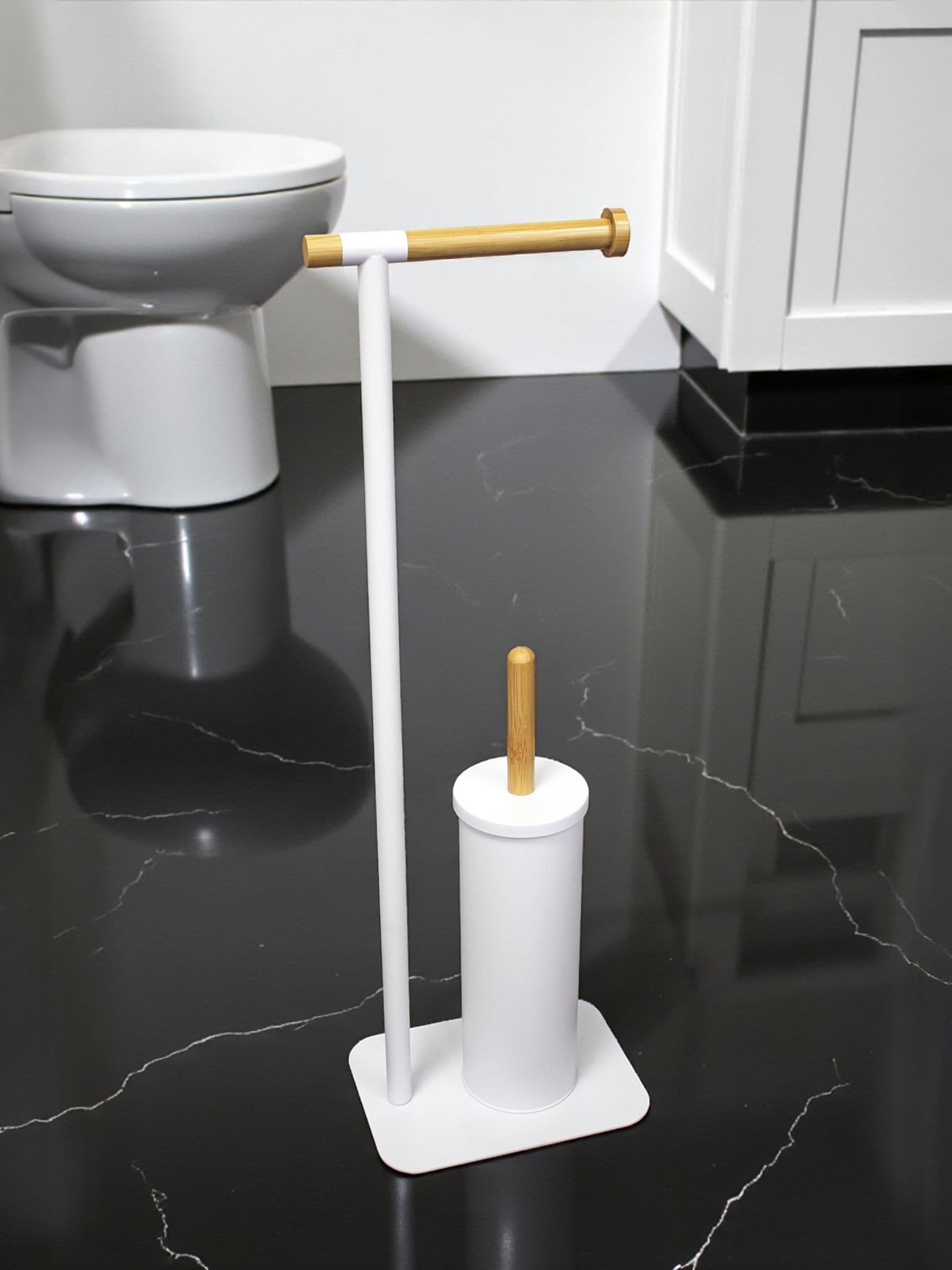 Showerdrape White Sonata Toilet Roll and Toilet Brush Holder