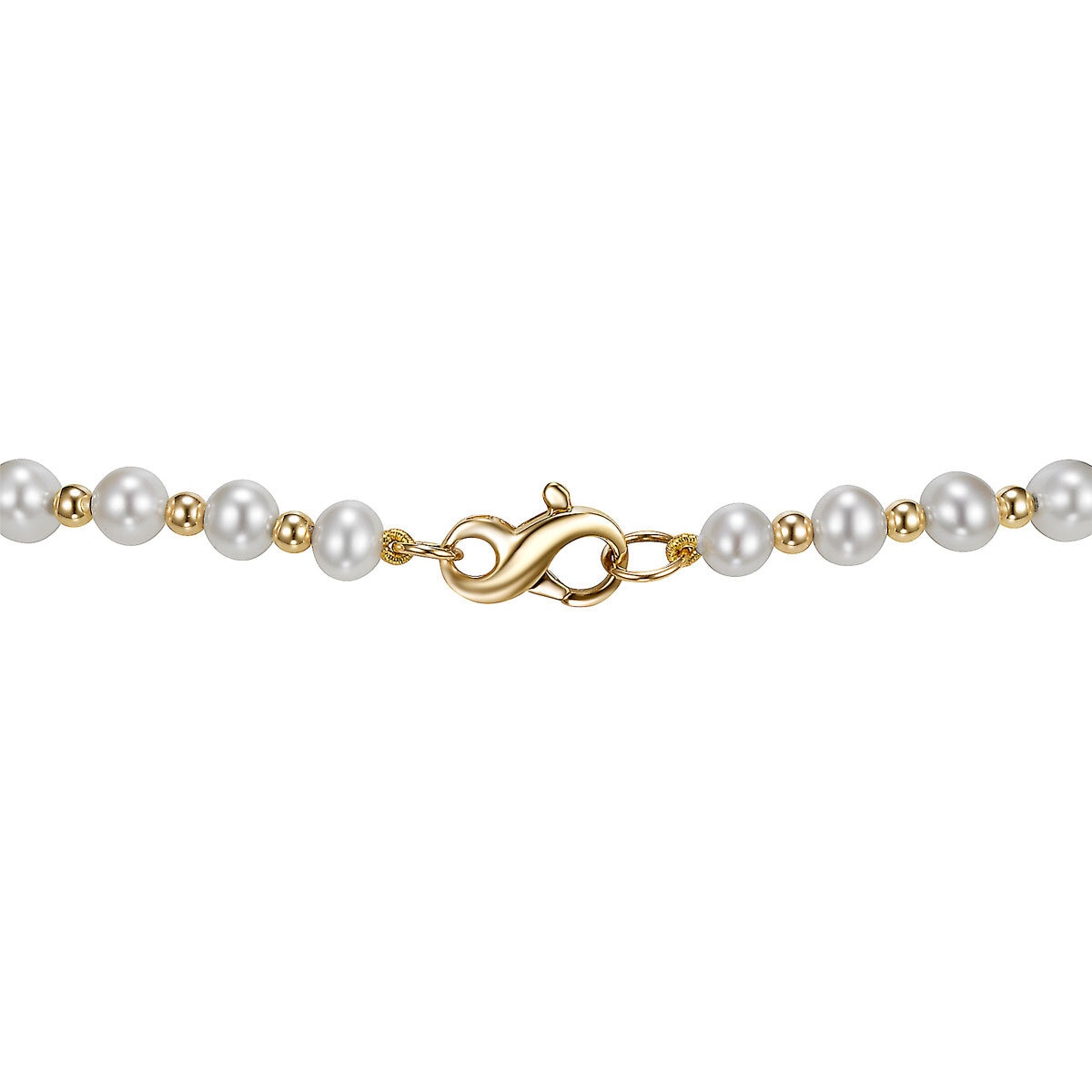 Cultured pearl necklace with gold beads, 5-9mm pearls, 45.7cm - British product