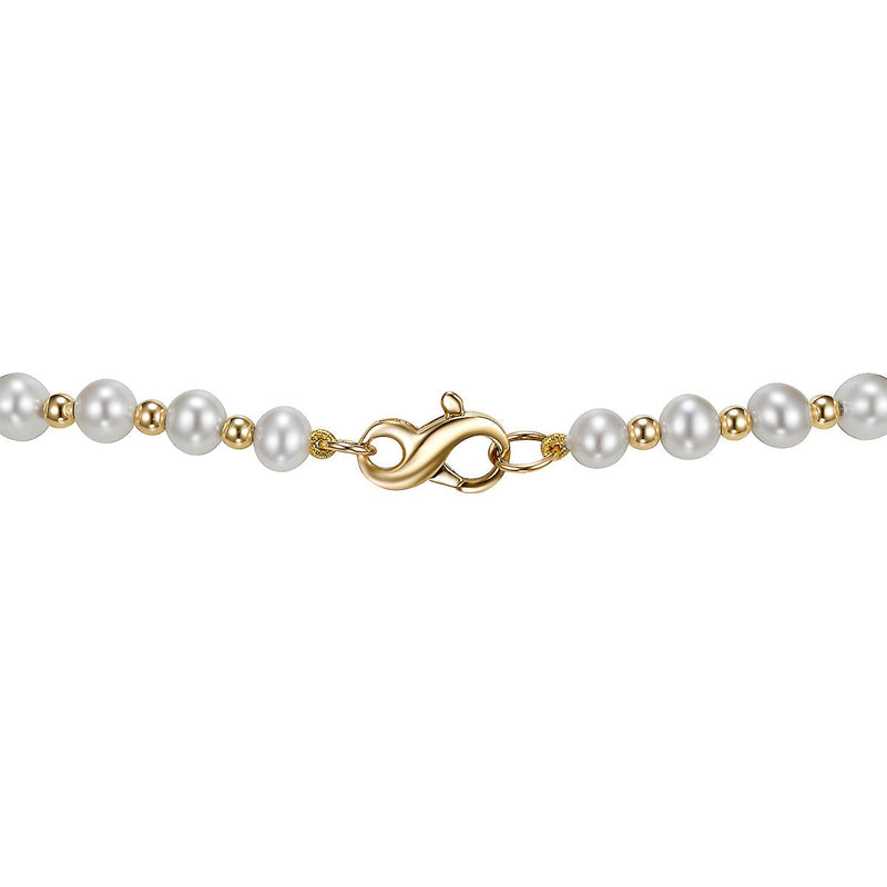 Cultured pearl necklace with gold beads, 5-9mm pearls, 45.7cm - British product