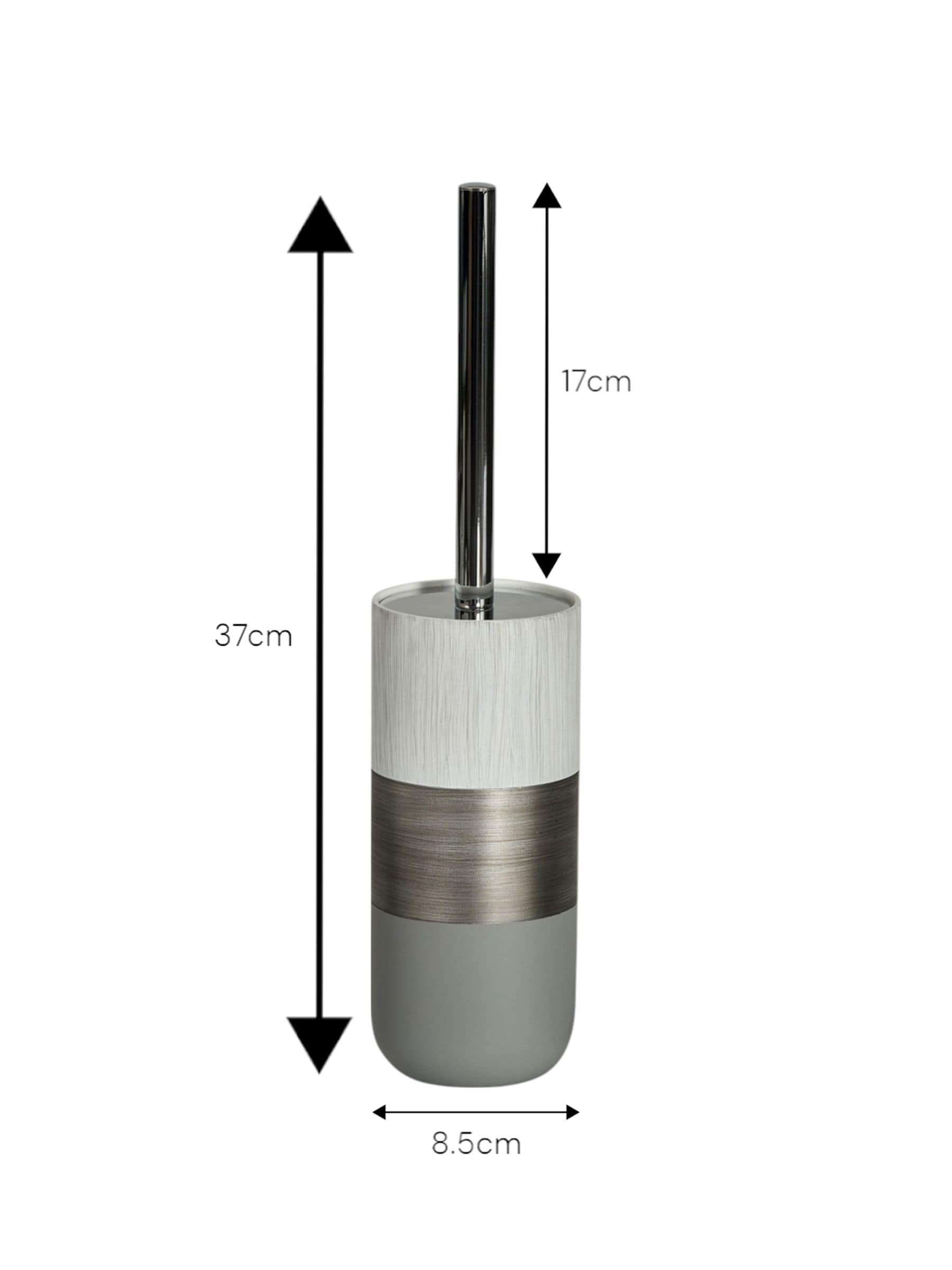 Showerdrape Silver Luxe Resin toilet brush holder 37cm high (British brand)