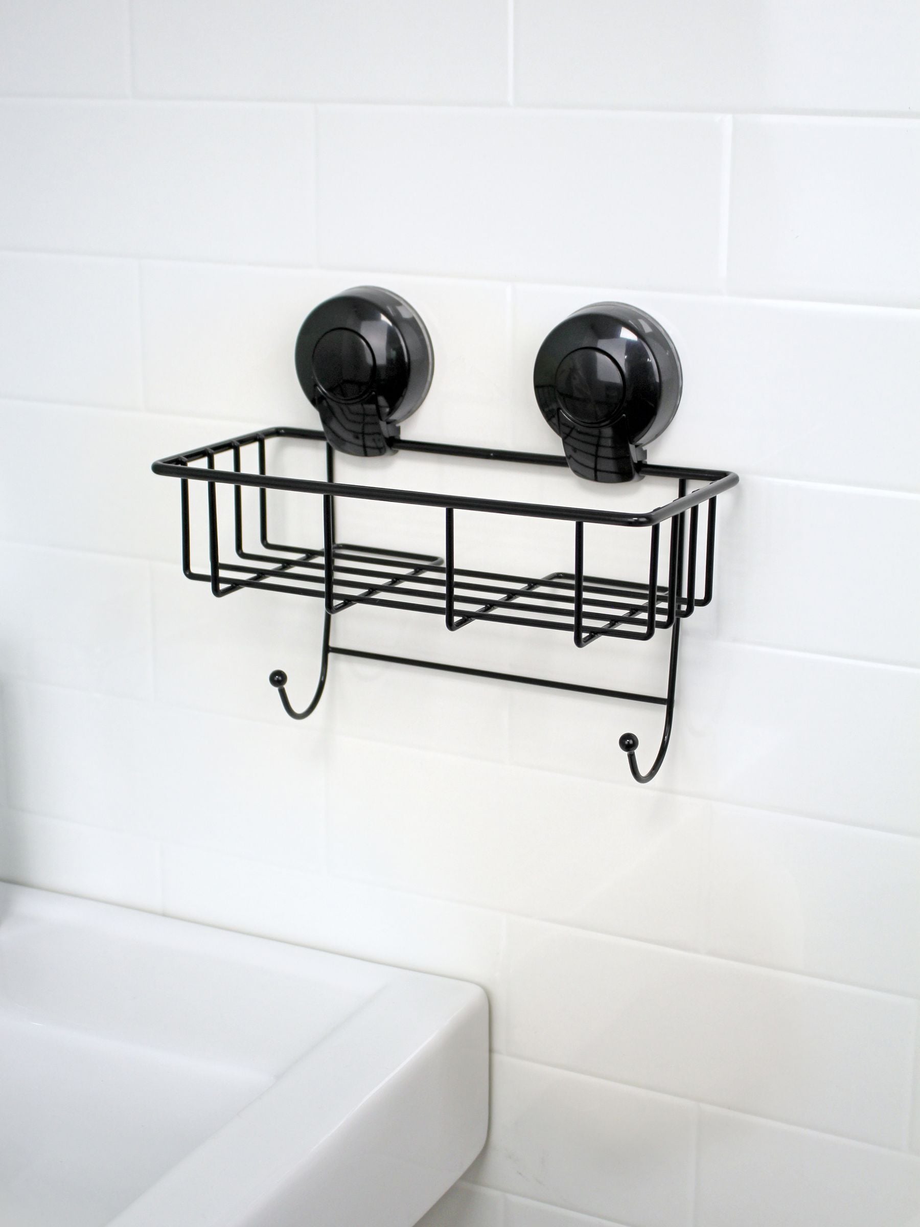 Showerdrape Black Suctionloc Sponge Wall Mounted Basket