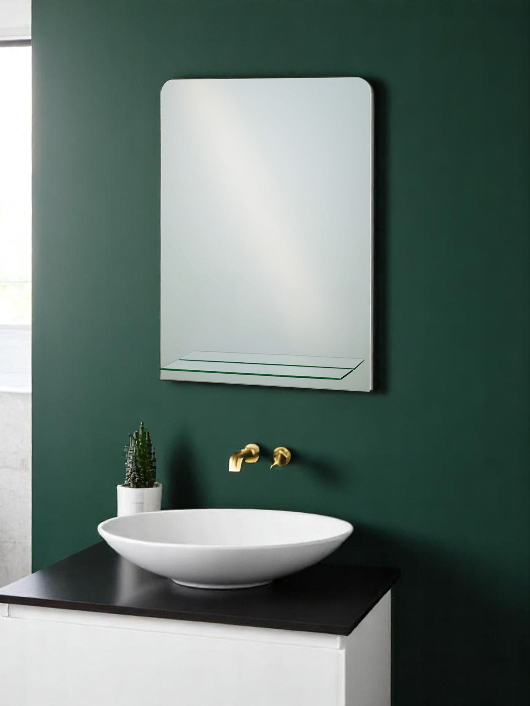 Showerdrape Rochester rectangular bathroom mirror with shelf 70cm x 50cm (British brand)