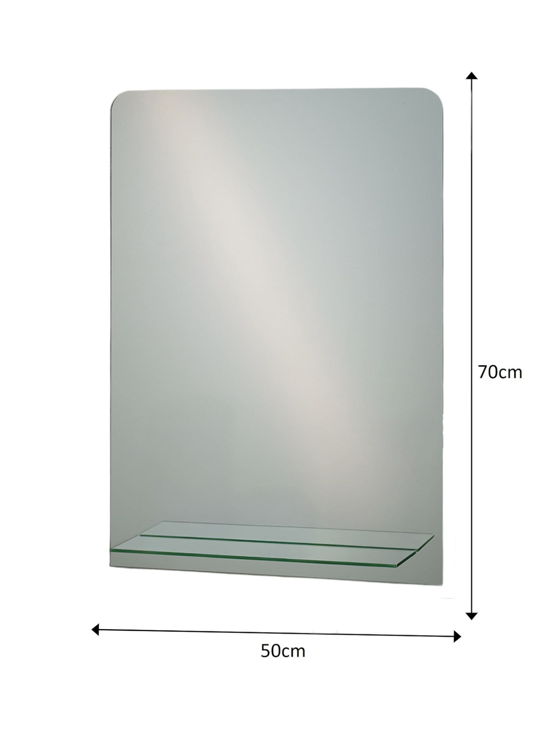 Showerdrape Rochester rectangular bathroom mirror with shelf 70cm x 50cm (British brand)