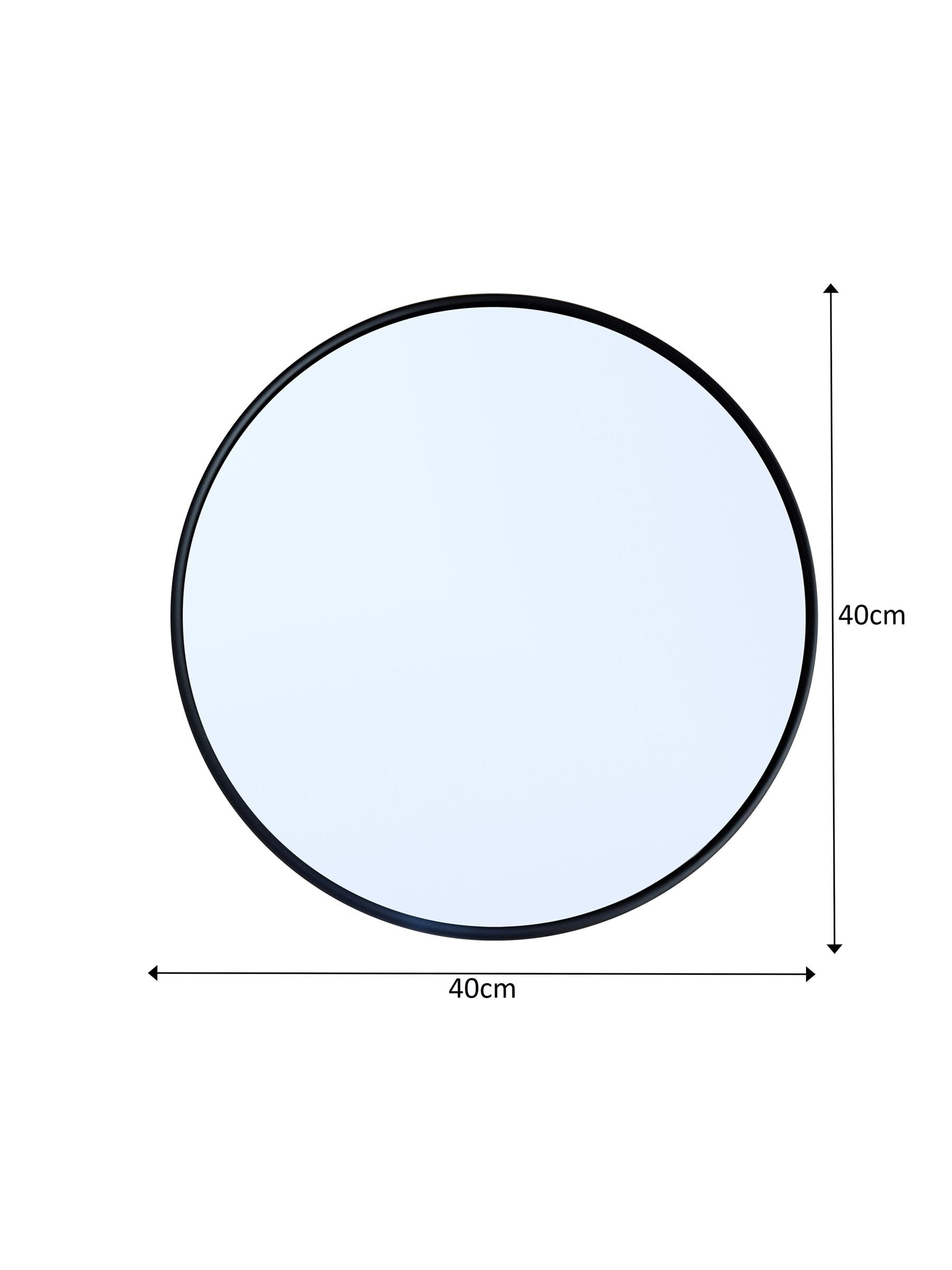 Showerdrape Black Portobello round metal framed bathroom mirror 40cm diameter (British brand)
