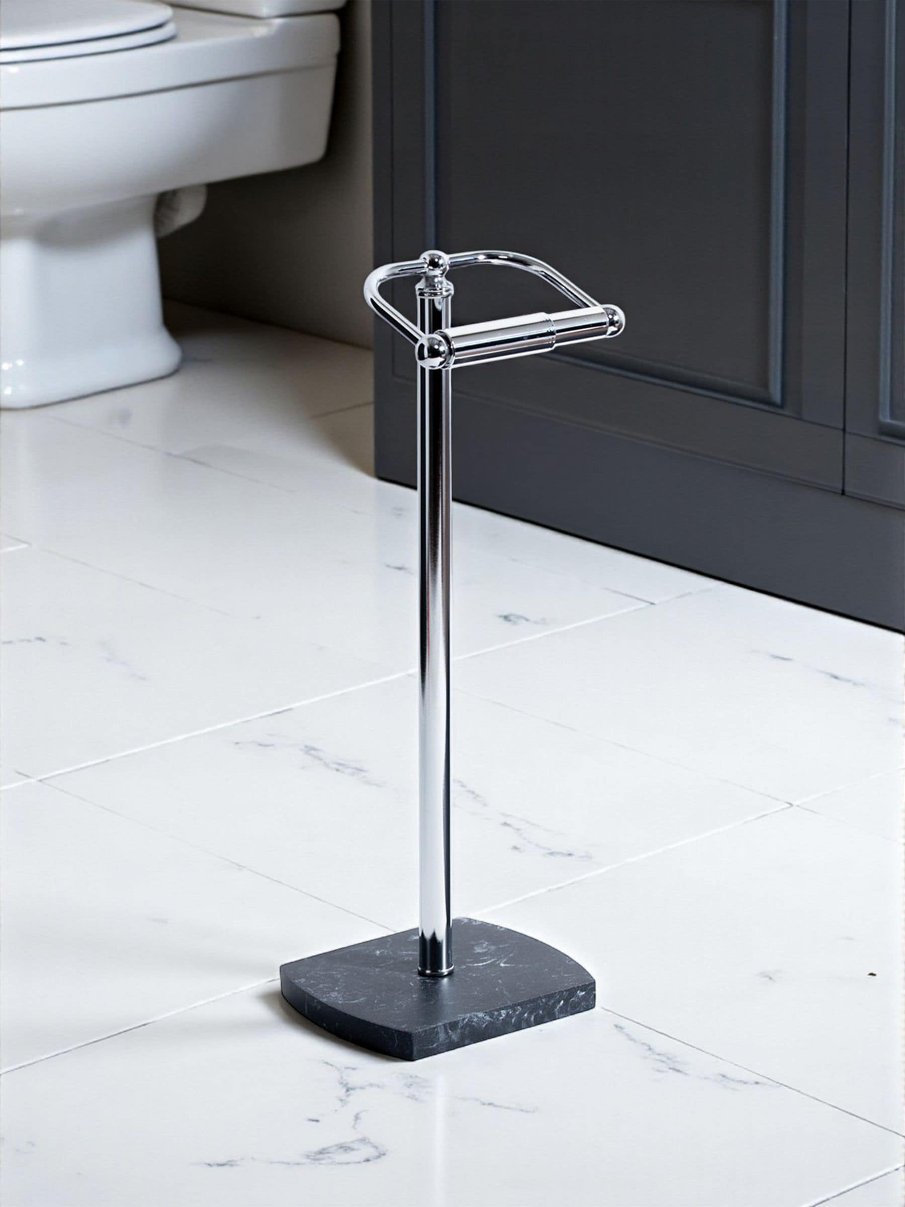 Showerdrape Grey Octavia toilet roll holder 52cm (British brand)