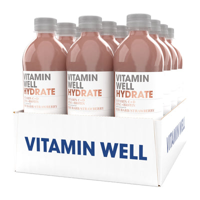 Boisson hydratante Vitamin Well Hydrate saveur Rhubarbe & Fraise 12 x 500ml