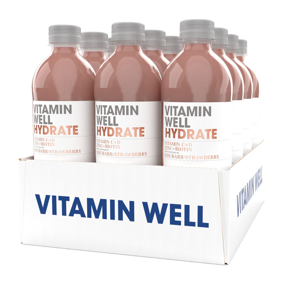 Vitamin Well Hydrate rhubarb and strawberry flavoured sports drink 12 x 500ml, UK version