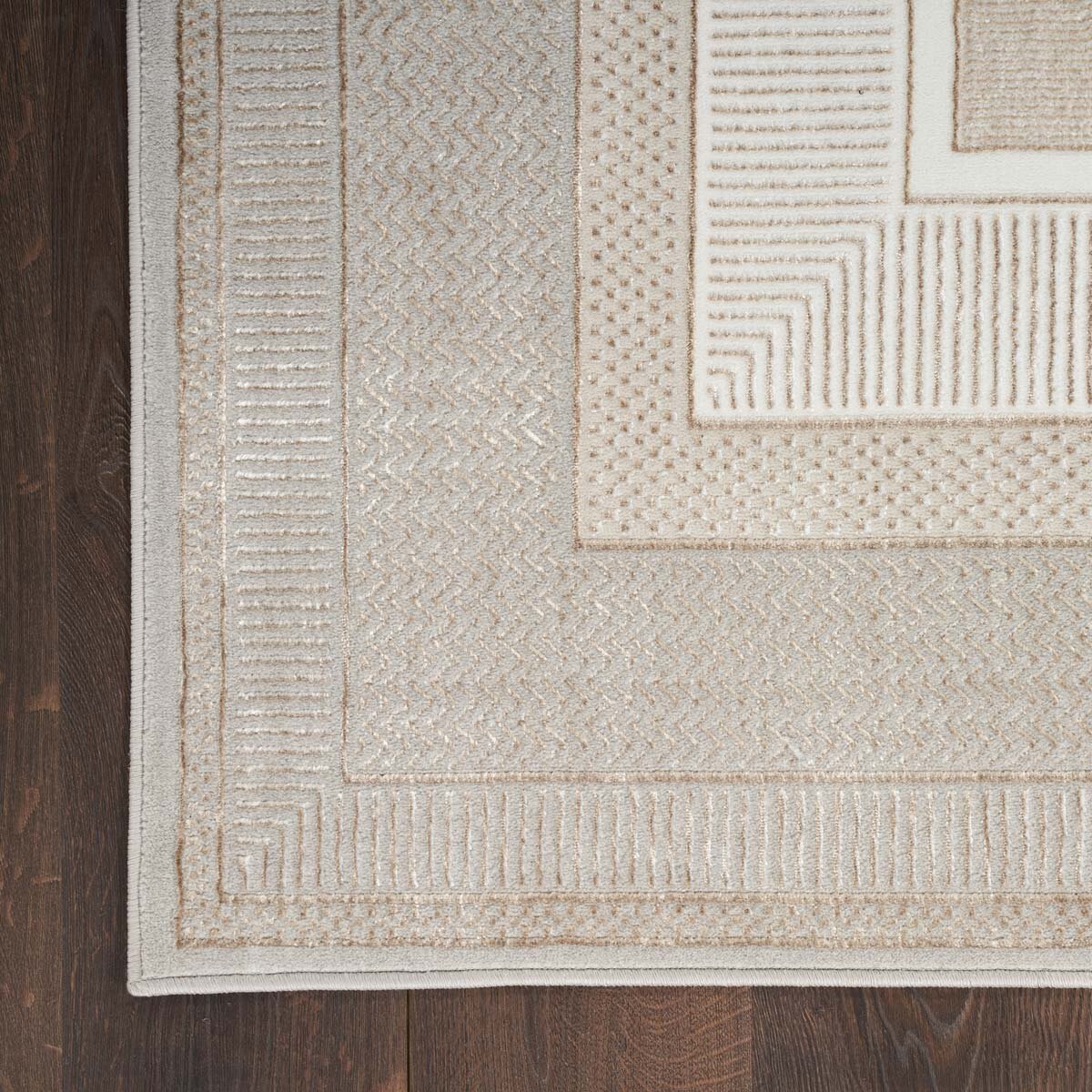 Nourison Glitz Ivory Border Runner rug 69 x 229 cm, UK version
