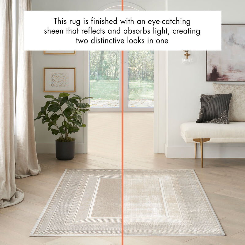 Nourison Glitz Ivory Border Runner rug 69 x 229 cm, UK version