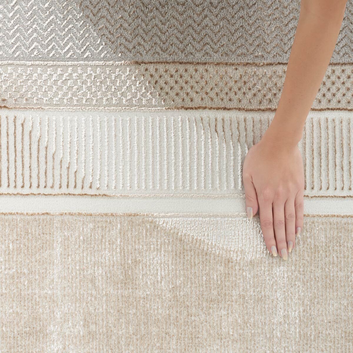 Nourison Glitz Ivory Border Runner rug 69 x 229 cm, UK version