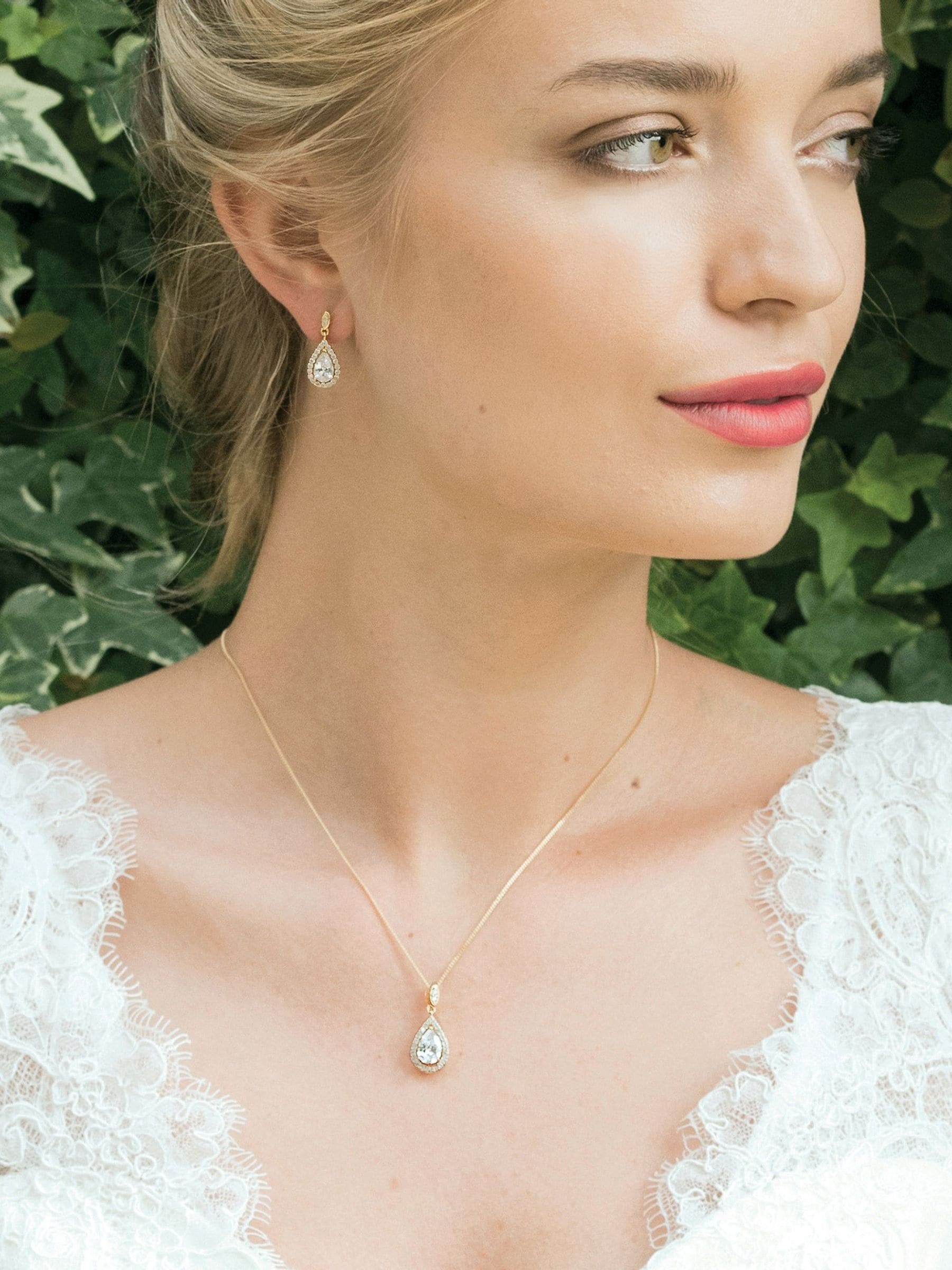 Ivory & Co Gold Belmont Crystal Teardrop Earrings 2cm, UK version