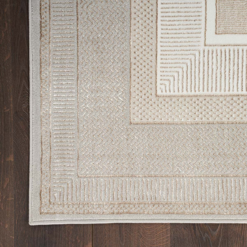 Nourison Glitz Ivory Border Area Rug Multiple Sizes, UK version