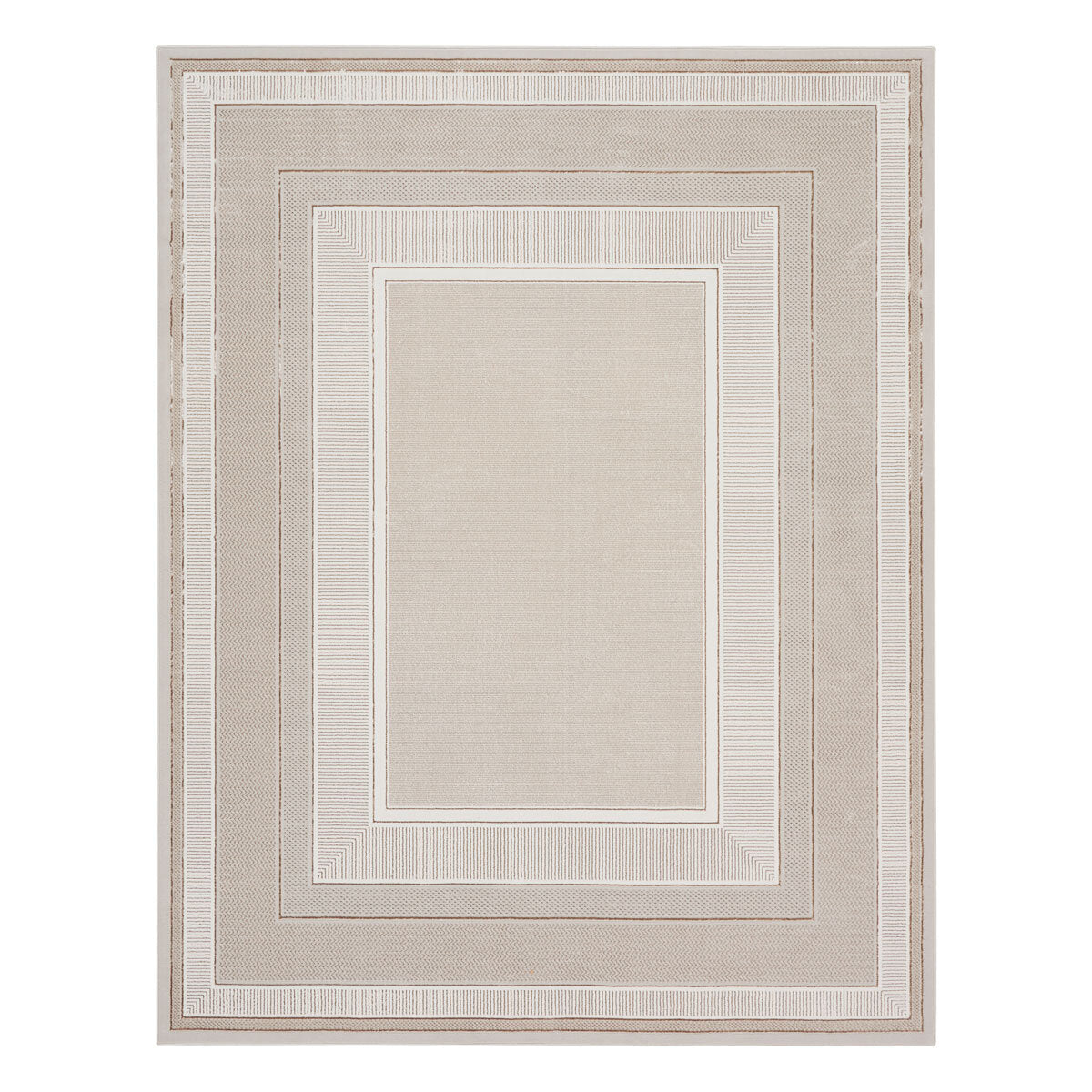 Nourison Glitz Ivory Border Area Rug Multiple Sizes, UK version