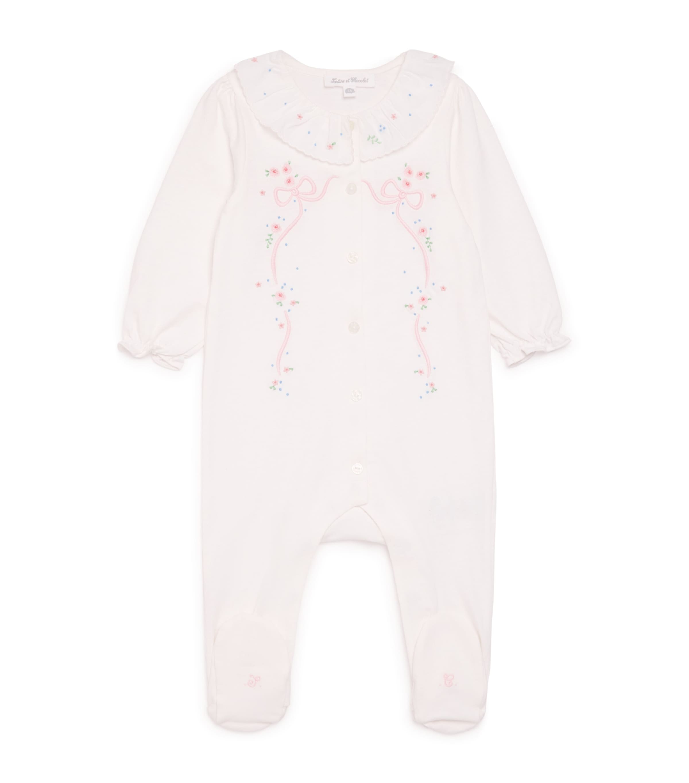 Tartine et Chocolat cotton frill-collar all-in-one 0-24 months (British brand)