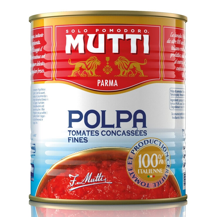 Mutti Polpa Chopped Tomatoes 6 x 790g tins, imported from the UK