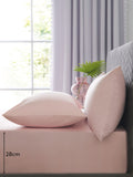 Pink easy-care polycotton fitted sheet, imported from the UK