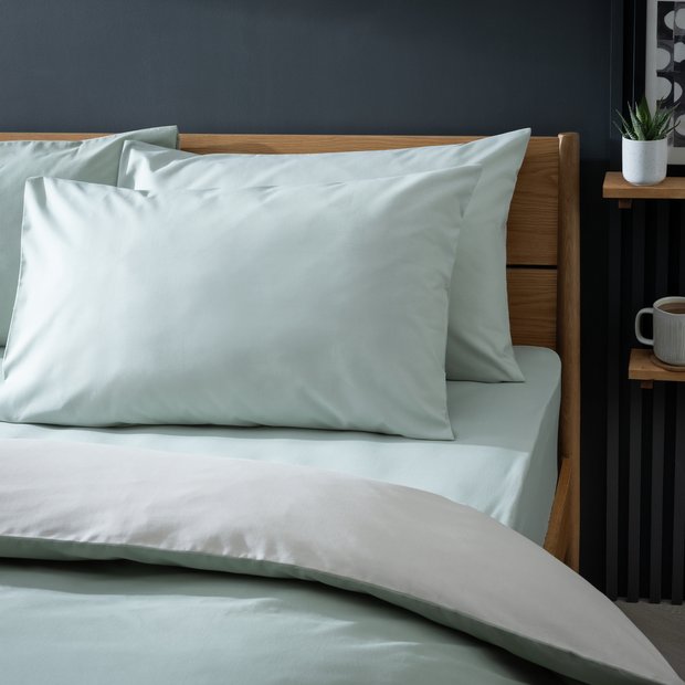 Habitat sage green polycotton pillowcases L50 x W75cm, UK version