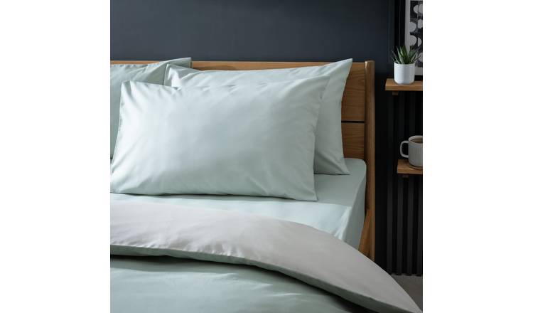Habitat sage green polycotton pillowcases L50 x W75cm, UK version