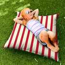 rucomfy Stripe Red Bean Bag Cushion 70x70x10cm, imported from the UK