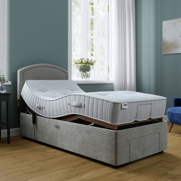 Mibed Single Adjustable Drawer Bed with Mattress in Slate, imported from the UK