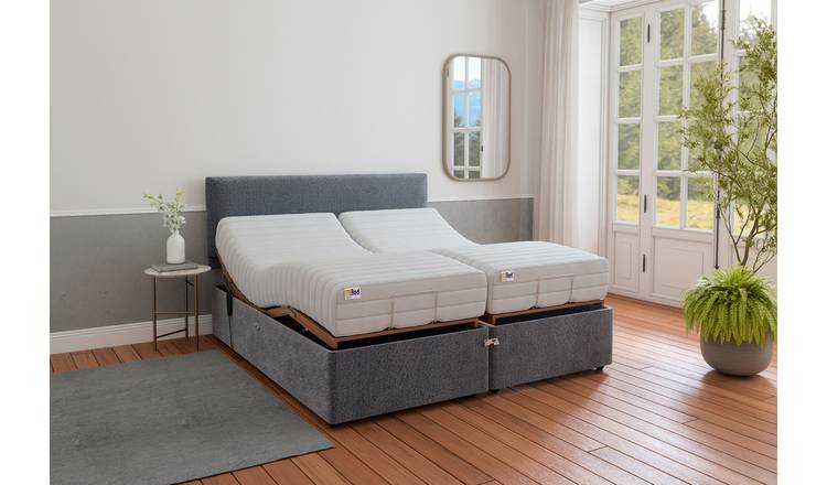 Mibed Adjustable Bed Frame and Mattress Grey Superking, imported from the UK
