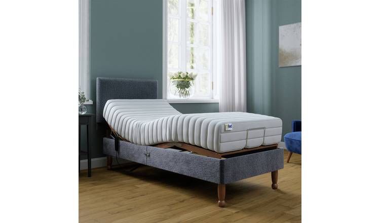 Mibed Memory Single Adjustable Bed With Mattress - Grey