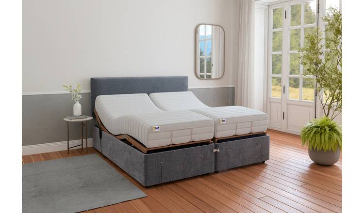 Mibed Memory Superking Adjustable Bed with Mattress in Grey, imported from the UK