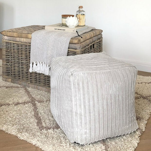 rucomfy Bean Bag Cube Light Grey 38cm, imported from the UK