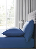 Blue polycotton fitted sheet - British product