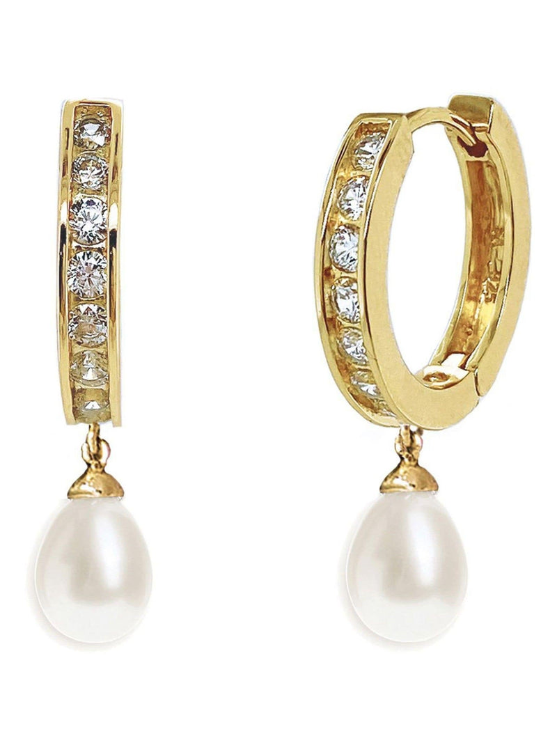Ivory & Co Gold Canterbury Crystal And Pearl Hoop Earrings