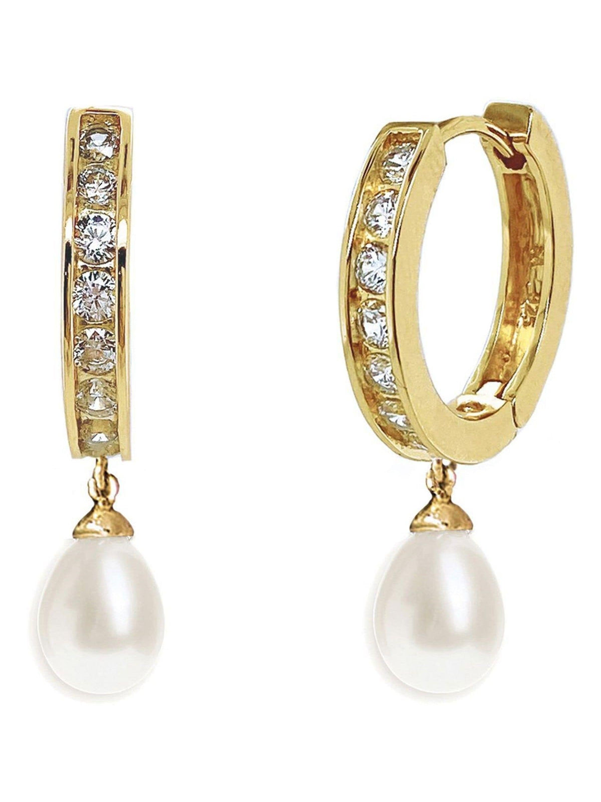 Ivory & Co Gold Canterbury Crystal And Pearl Hoop Earrings