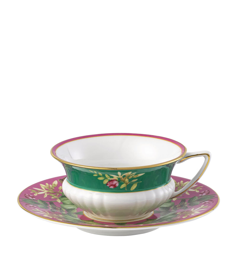 Wedgwood Pink Lotus teacup and saucer (British brand)