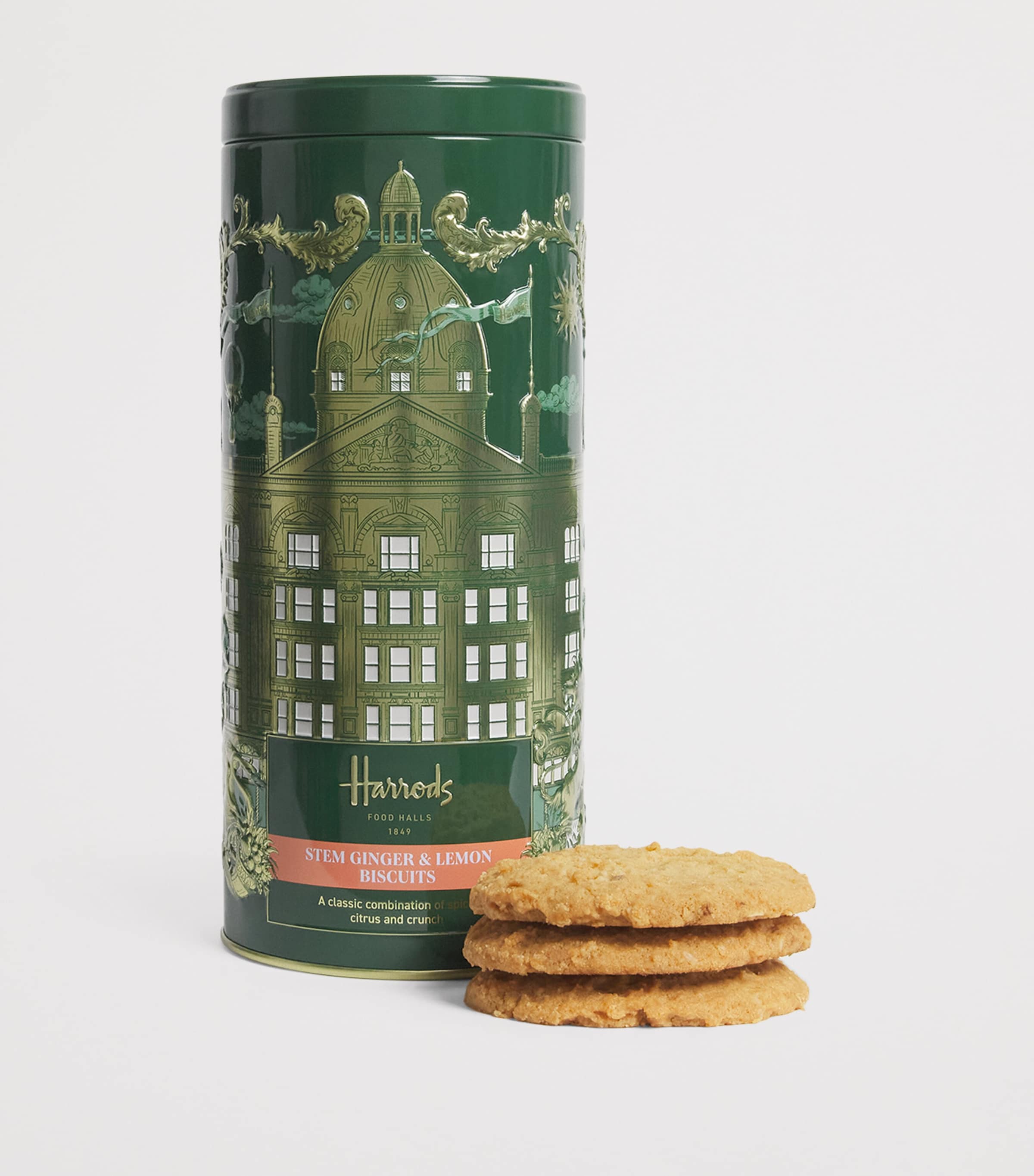 Harrods stem ginger and lemon biscuit tin 200g, UK version