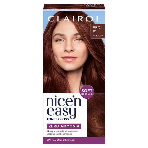 Clairol Nice'n Easy semi-permanent hair dye Mahogany 550/81 - British product