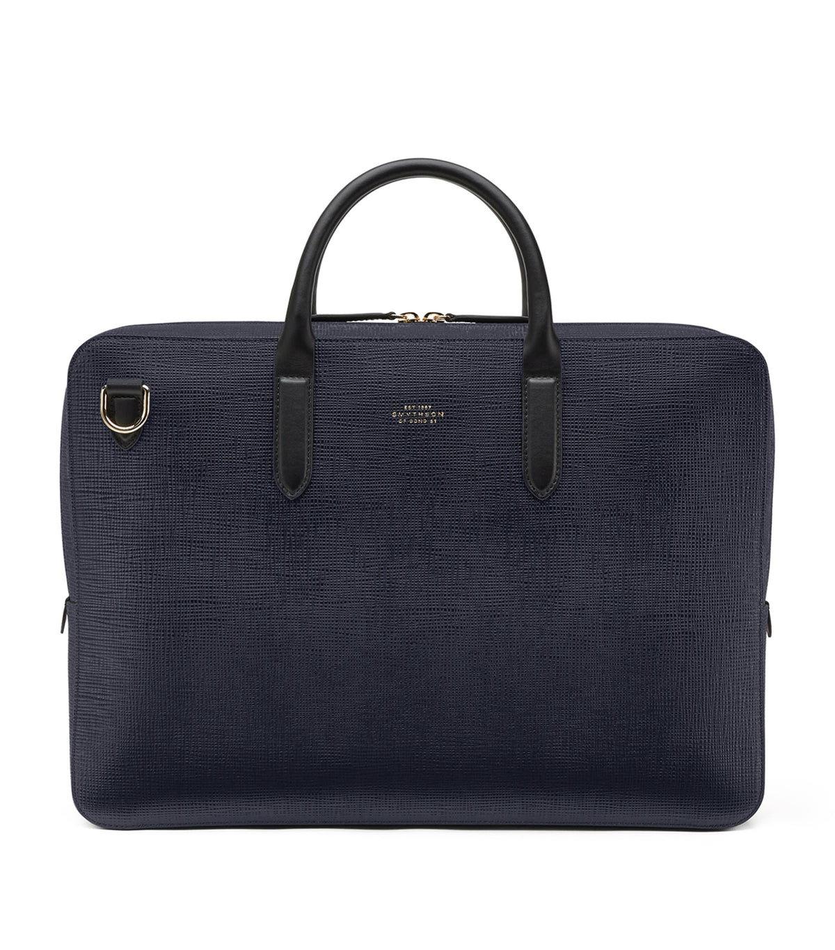 Smythson premium leather briefcase with logo detail (British brand)