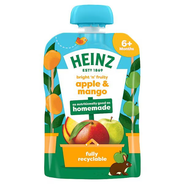 Heinz Apple Mango Baby Fruit Puree Pouch 85g, UK version