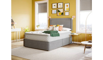 Sealy Abbot Pillowtop Grey Divan Bed Set Superking