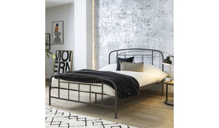 Argos Home Pippa dark grey small double metal bed frame - British product
