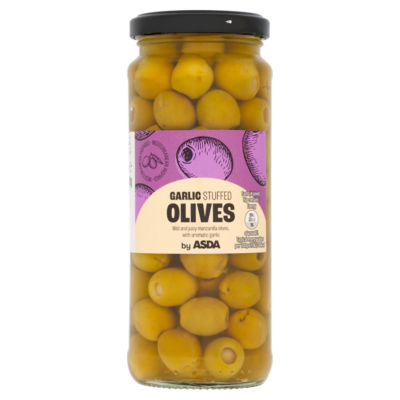 ASDA garlic stuffed green olives 340g - British product