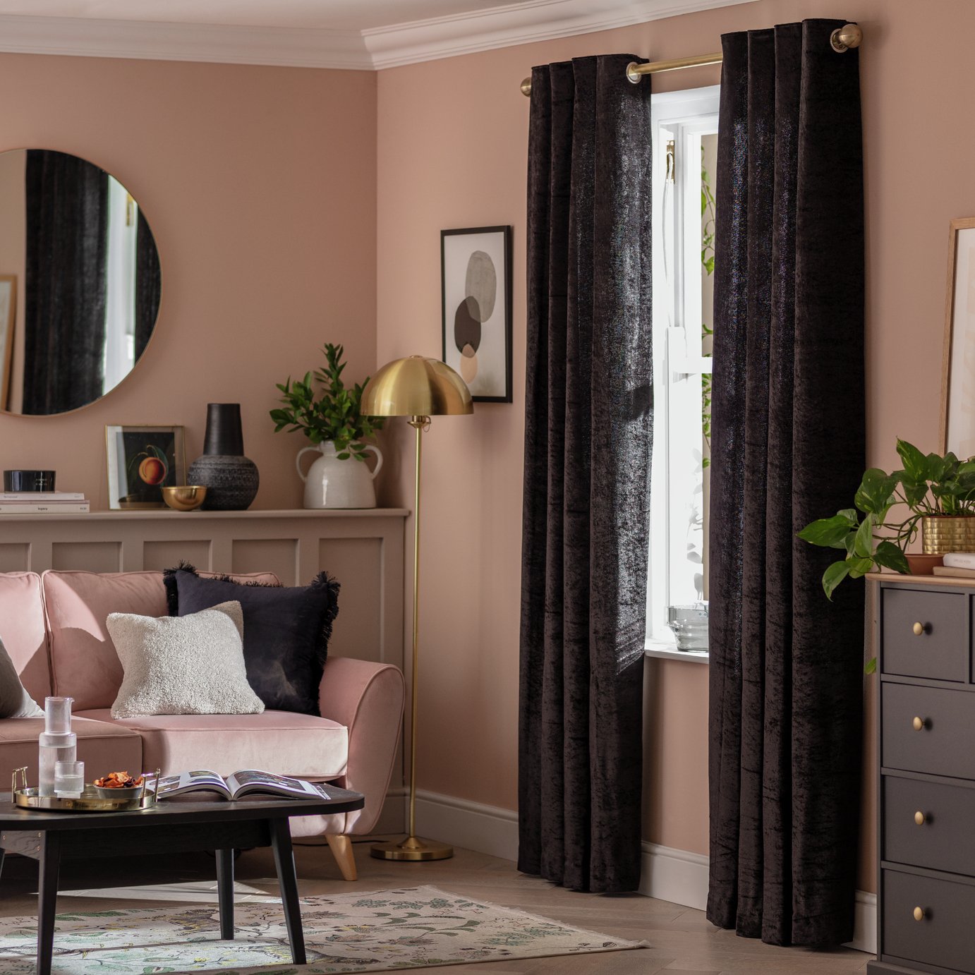 Argos black velvet curtains 168x183cm - British product