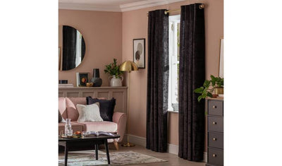 Argos Home Velvet Eyelet Curtains Black 168x183cm