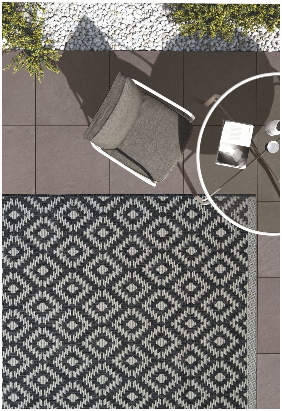 Genesis grey indoor outdoor rug 200 x 67cm, UK version