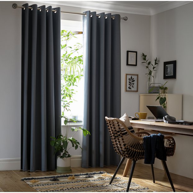 Habitat Rustic Blue Blackout Eyelet Curtains 229cm, UK version