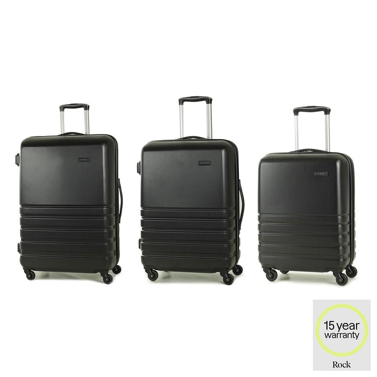 Rock Byron hardside luggage set black 3-piece, imported from the UK