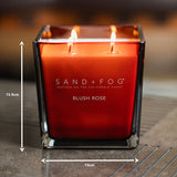 Sand & Fog square 4 wick candle with Speakeasy, Ocean Mist, Blush Rose scents 57oz (British brand)