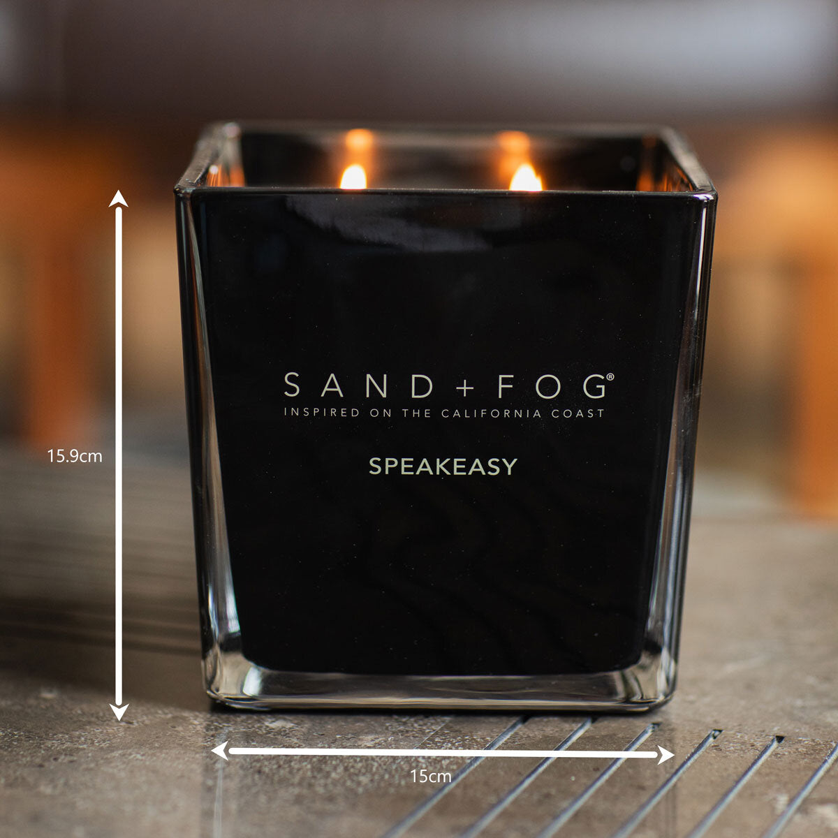 Sand & Fog square 4 wick candle with Speakeasy, Ocean Mist, Blush Rose scents 57oz (British brand)
