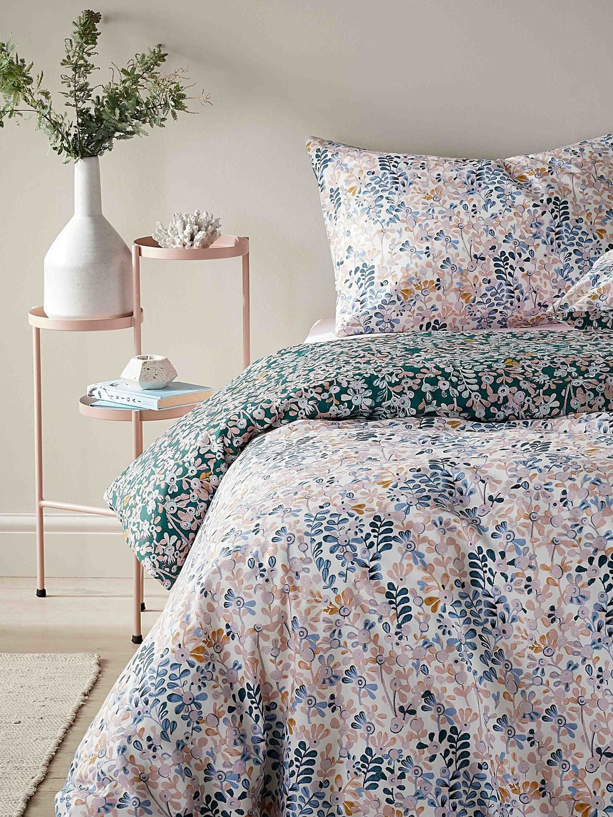 Vantona blue ditsy floral duvet cover and pillowcase set (British brand)