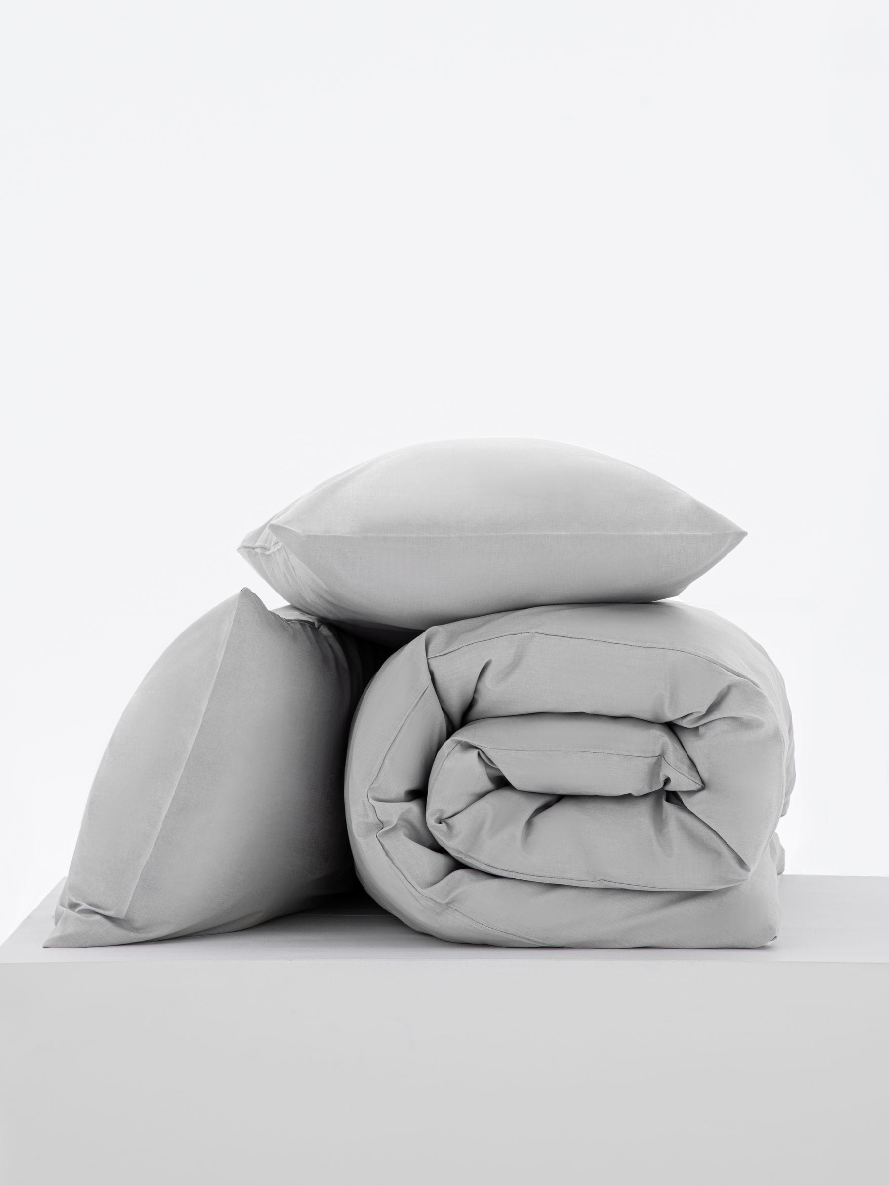 Grey duvet cover and pillowcase set, UK version