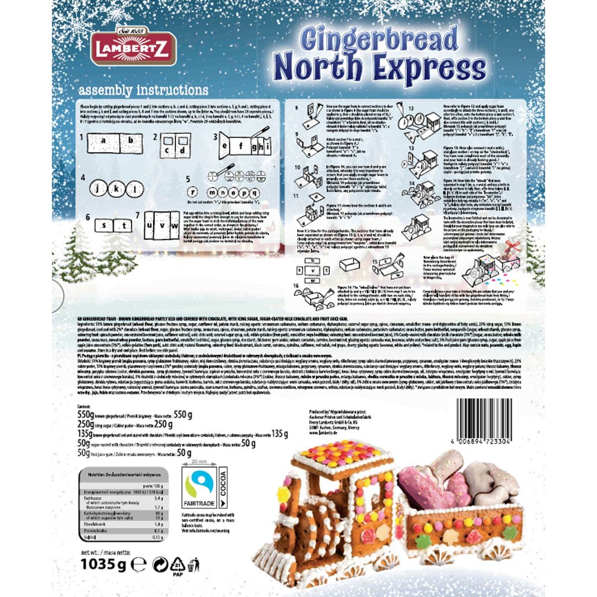 Lambertz gingerbread cottage and train baking kit 1.935kg, UK version