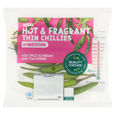 ASDA hot and fragrant thin chillies 50g - British product
